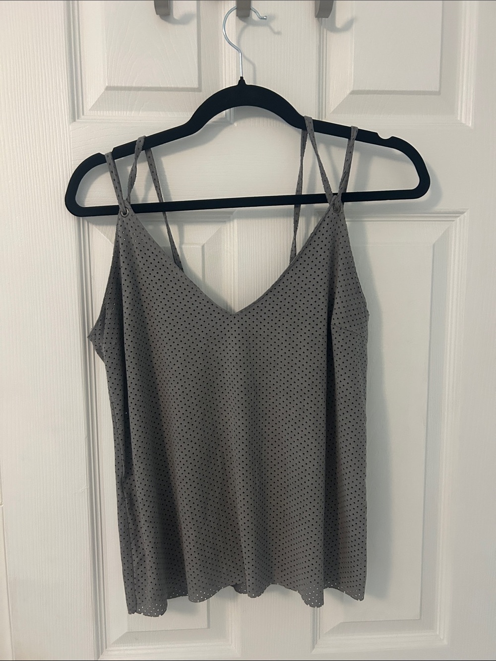 Women’s vintage Gray Polka Dot V-Neck Cami Top